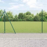 Gard cu Plasă Sudată cu 13 St&acirc;lpi Flansa Verde 1.6x25 m Oțel