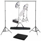 VidaXL Kit studio foto cu set de lumini și fundal