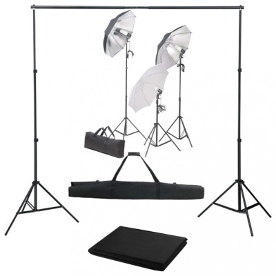 vidaXL Kit studio foto cu set de lumini și fundal foto