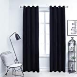Gossi draperii opace cu inele, 2 buc., negru, 140 x 175 cm, catifea