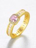 Inel Argint 925 Aurit, Zirconiu Roz &amp; Cristale Albe, Elegant, Argintboutique. Marimi: 6, 7, 8, 9
