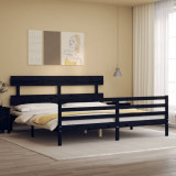 Cadru pat cu tablie 200x200 cm, negru, lemn masiv GartenMobel Dekor, vidaXL