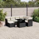 Cumpara ieftin Set mobilier de grădină cu perne, 8 piese, negru, poliratan
