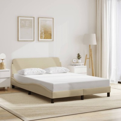vidaXL Cadru de pat fără saltea, crem, 120x200 cm, textil foto