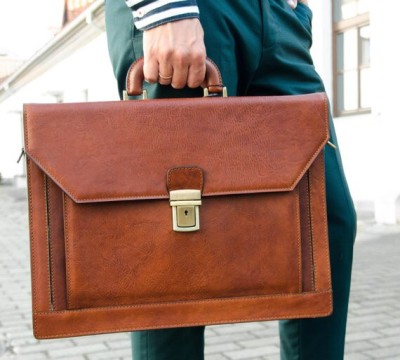 Servita din piele naturala, geanta acte, util land fashion, miere, S129C foto