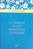 Ce trebuie sa stii inainte de casatorie - Elena Morozova, Editura Sofia, 2015, carte religioasa