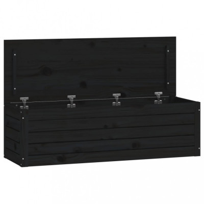 Cutie de depozitare, negru, 109x36,5x33 cm, lemn masiv de pin foto