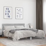 VidaXL Cadru de pat, gri sonoma, 200x200 cm, lemn prelucrat și metal