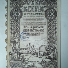 500 Lei 1920 Banca Romaneasca actiuni vechi / Romania 4933