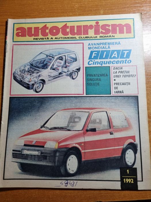 autoturism ianuarie 1992-art. fiat cinquecento,senna,renault x-06,dacia 1300