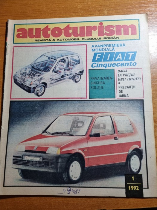 autoturism ianuarie 1992-art. fiat cinquecento,senna,renault x-06,dacia 1300