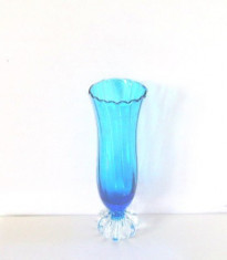 Vaza cristal baza polilobata, anii 60 - design Bo Borgstrom, Aseda Glass Suedia foto