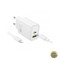 Incarcator Retea Cu Cablu Lightning HOCO N63 30W 3A 1 x USB-A - 1 x USB-C Alb