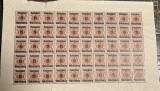 Coala Timbre Wurttemberg 1919, 25 pfennig, Coala Intreaga 50 buc, Fara Guma, Filigran Multiple Crosses and Circles