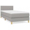 Pat box spring cu saltea, gri deschis, 90x190 cm, textil