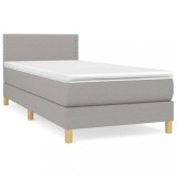 Cumpara ieftin Pat box spring cu saltea, gri deschis, 90x190 cm, textil
