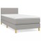 Pat box spring cu saltea, gri deschis, 90x190 cm, textil
