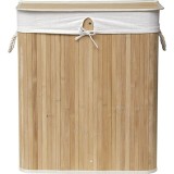 Cumpara ieftin Coș Rufe Bambus 2 Compartimente Cu Capac 41X27X65,5 Cm &ndash; Bamboo / In | Organizatoare Baie