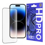 Folie de protectie Ecran Lito HD Pro Clear pentru Apple iPhone 14 Pro, Sticla Securizata, Full Glue, Neagra