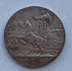 Moneda Italia - 1 Lira 1912 - Argint