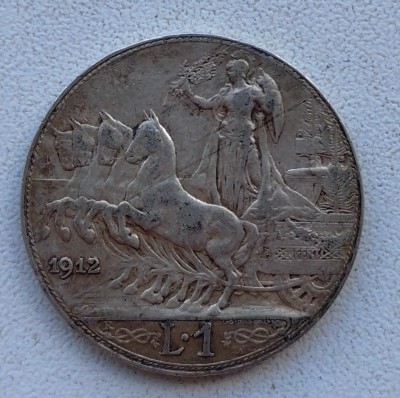 Moneda Italia - 1 Lira 1912 - Argint foto