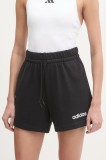 adidas pantaloni scurti Essentials Linear femei, culoarea negru, neted, medium waist, JG8639