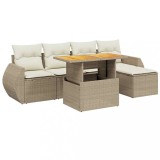 Cumpara ieftin Set canapele de gradina cu perne, 6 piese, bej, poliratan