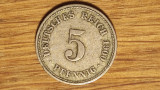 Germania - moneda de colectie istorica - 5 pfennig 1900 A - Berlin - frumoasa !, Europa