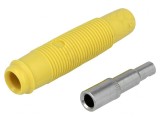 Soclu Banană 4mm 16A 60VDC Galben Nichelat pe Cablu, HIRSCHMANN