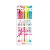 Cumpara ieftin Pixuri cu gel colorate cu sclipici, parfumate, Yummy Yummy - Set de 12, Ooly
