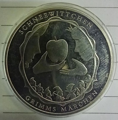 (A109) MONEDA DIN ARGINT GERMANIA - 10 EURO 2013, LIT. J, FRATII GRIMM - ALBA CA ZAPADA, STARE PROOF foto