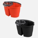 Găleată pentru mop cu storcător, 2 compartimente, 16,5 L, portocalie și neagră, CMCLASS