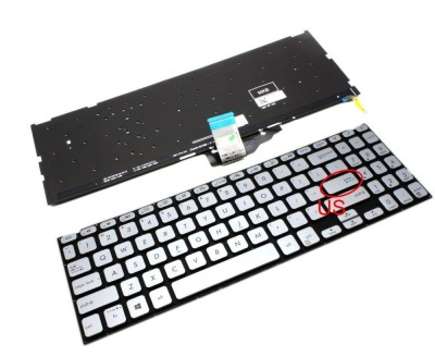 Tastatura Asus Argintie VivoBook X509 iluminata layout US fara rama enter mic, VivoBook X509DA iluminata foto