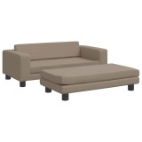 Cumpara ieftin Pat pentru caini cu extensie cappuccino 100x50x30 cm piele eco