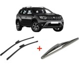 Cumpara ieftin Set 3 stergatoare DACIA DUSTER (HM_) din 2017, pentru parbriz si luneta fata si spate auto, Bosch Twin, din cauciuc siliconat rezistent, DACIA