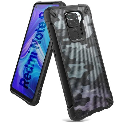 Husa Plastic - TPU Ringke Fusion X pentru Xiaomi Redmi Note 9, Camo, Neagra XDXI0016 foto