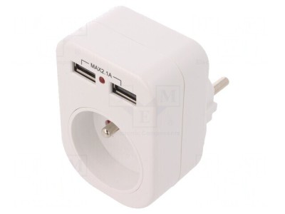 Conector Alimentare AC Splitter 250V 10A Alb foto
