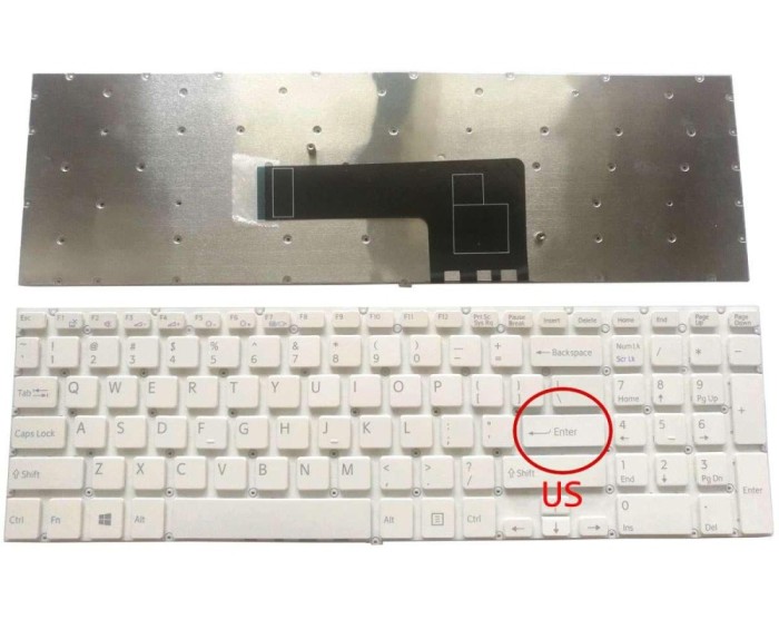 Tastatura Sony Alba Vaio Fit 15 layout US fara rama enter mic, Vaio SVF15 layout US fara rama enter mic, Vaio