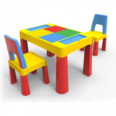 Set masa lego si 2 scaune, cu spatiu de depozitare, multicolor foto