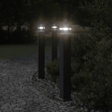 VidaXL Lămpi exterioare de podea cu priză, 3 buc. negru 80 cm aluminiu