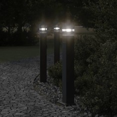 vidaXL Lămpi exterioare de podea cu priză, 3 buc. negru 80 cm aluminiu