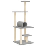 Cumpara ieftin Ansamblu pisici, stalpi din funie sisal, gri deschis, 136 cm