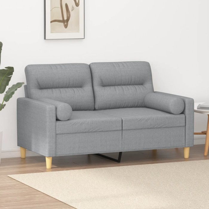 Gossi canapea cu 2 locuri cu pernute, gri deschis, 120 cm, textil