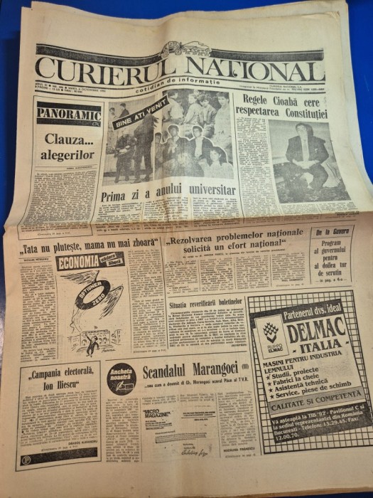 ziarul curierul national 6 octombrie 1992 - articol regele cioaba