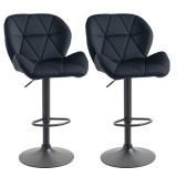 HOMCOM Set de 2 scaune de bar rotative, reglabile &icirc;n &icirc;nălțime, tapițate cu catifea și spumă neagră 51,5 x 57,5 x 93-114,5 cm | Aosom Romania
