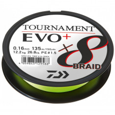 Fir Textil Daiwa Tournament 8X Braid Evo+, Culoare Chartreuse, 135m,Variante Fire 0.16 mm