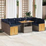 Gossi set mobilier de gradina cu perne, 10 piese, gri, poliratan