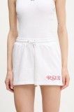 Fila pantaloni scurți Louches culoarea alb, cu imprimeu, high waist, FAW1032