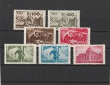 ROMANIA 1945 LP 174 MUNCA P.T.T. SERIE MNH VALOAREA 250 ALBASTRA CU LINIE LA COZOROC