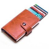 Portofel RFID iUni P2, 10 compartimente carduri, Maro ciocolatiu